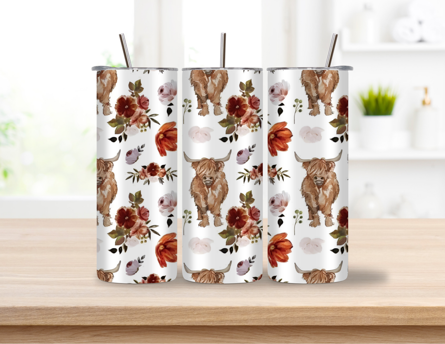 Highlander Cows 20 oz Skinny Tumbler
