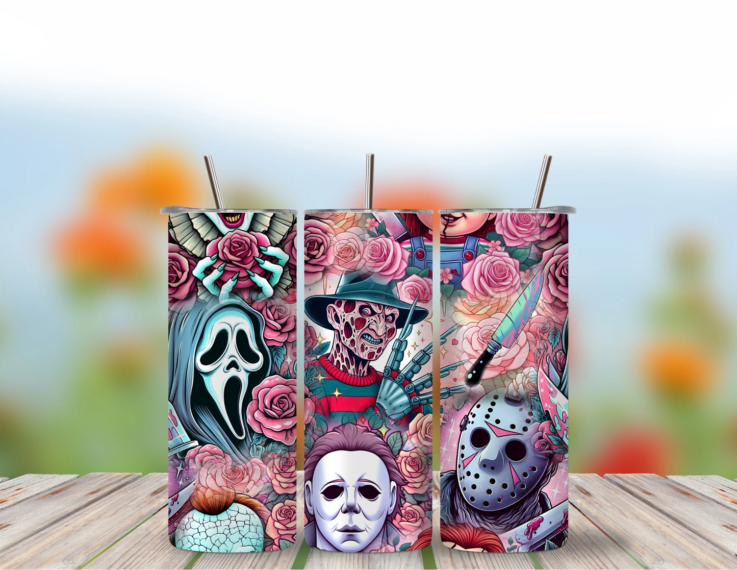 Pink Horror 20 oz Skinny Tumbler