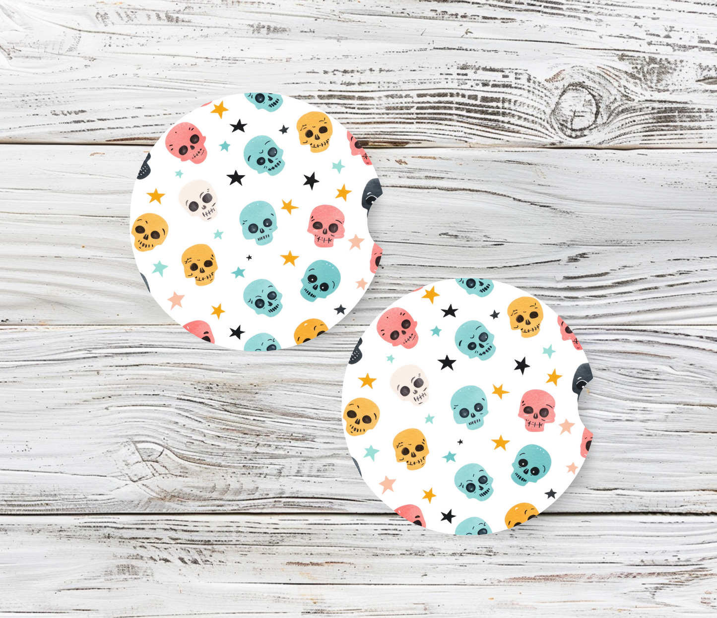 Pastel Skulls - Car Coasters