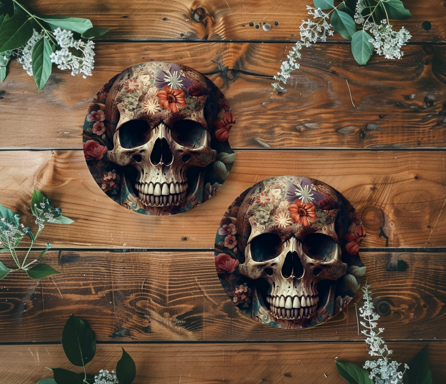 Beautiful Skull - Car Coasters