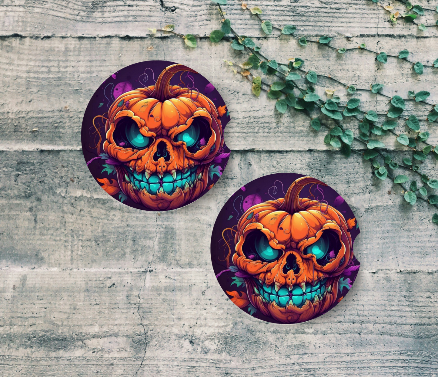 Scary Pumpkin Car Coasters