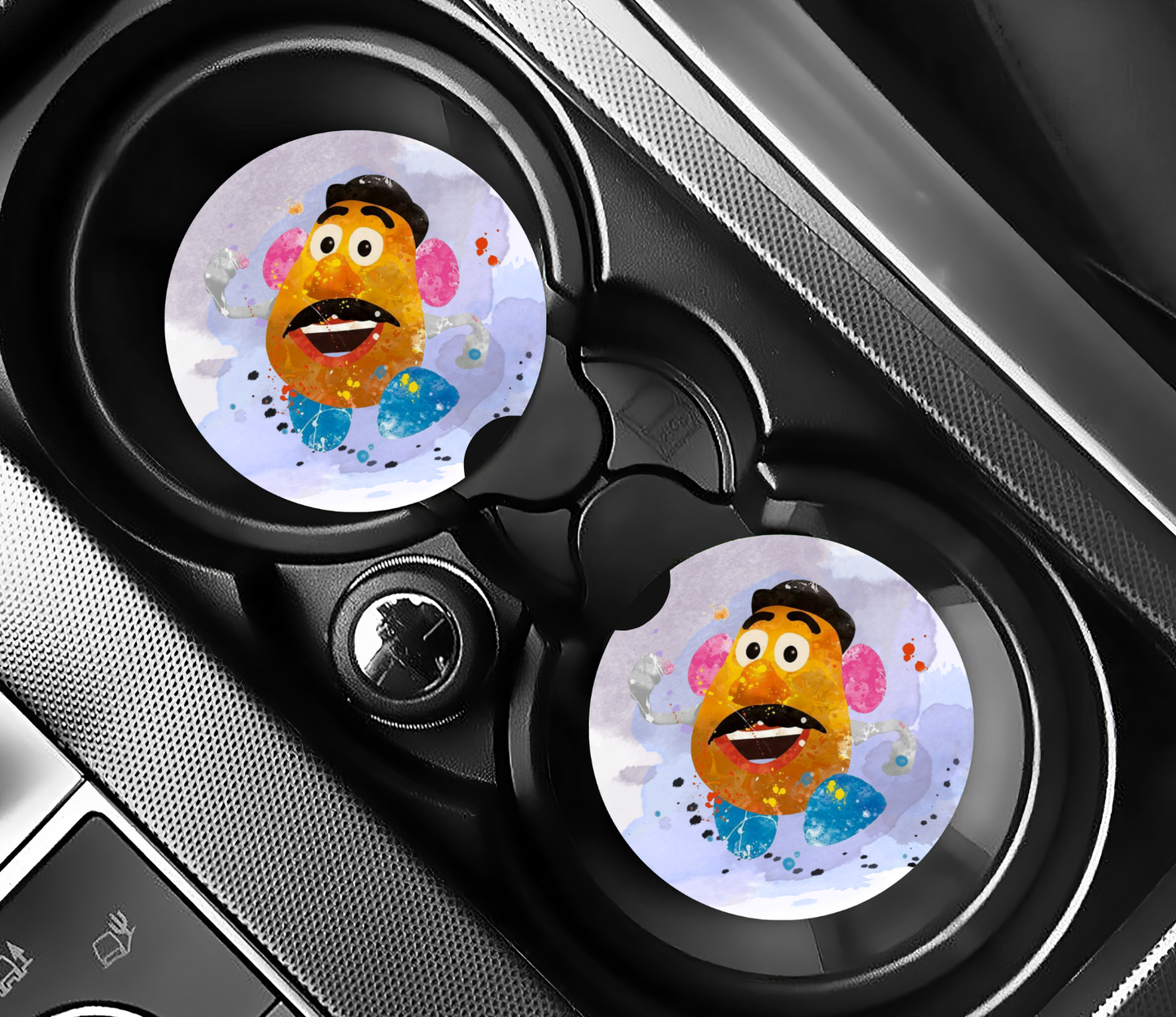 Watercolor Potato Head - Car Coaster