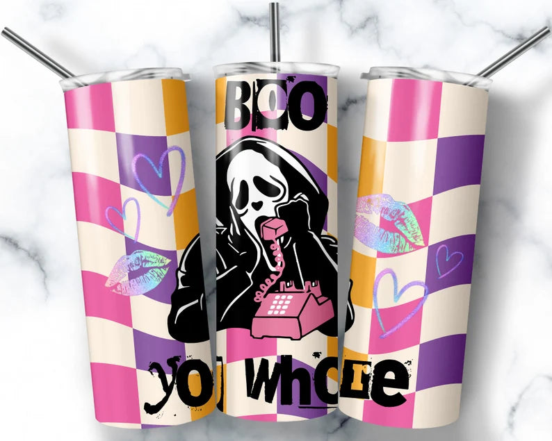 Boo Ghost Face 20 oz Skinny Tumbler
