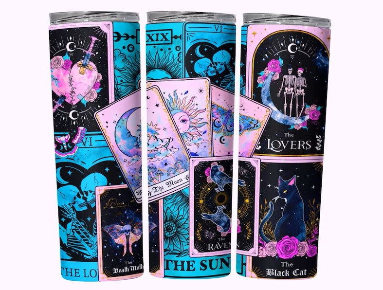 Blue & Pink Tarot Cards 20 oz Skinny Tumbler