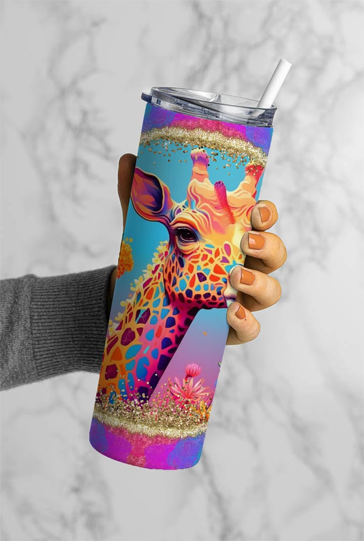 Colorful Giraffe 20oz Skinny Tumbler