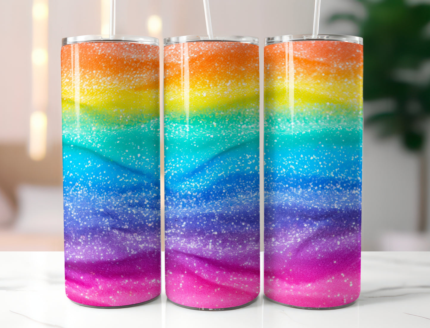 Glitter Rainbow 20 oz Skinny Tumbler