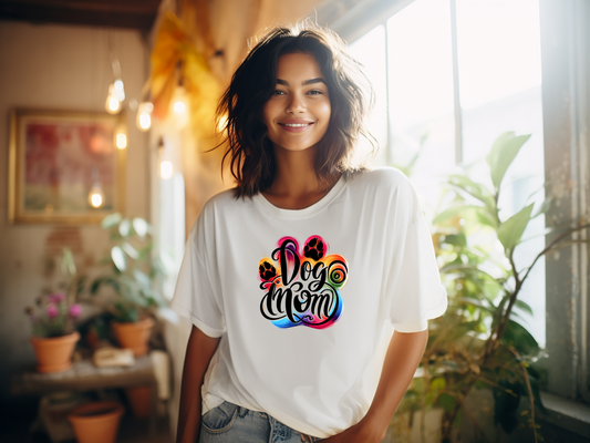 Colorful Dog Mom T-Shirt