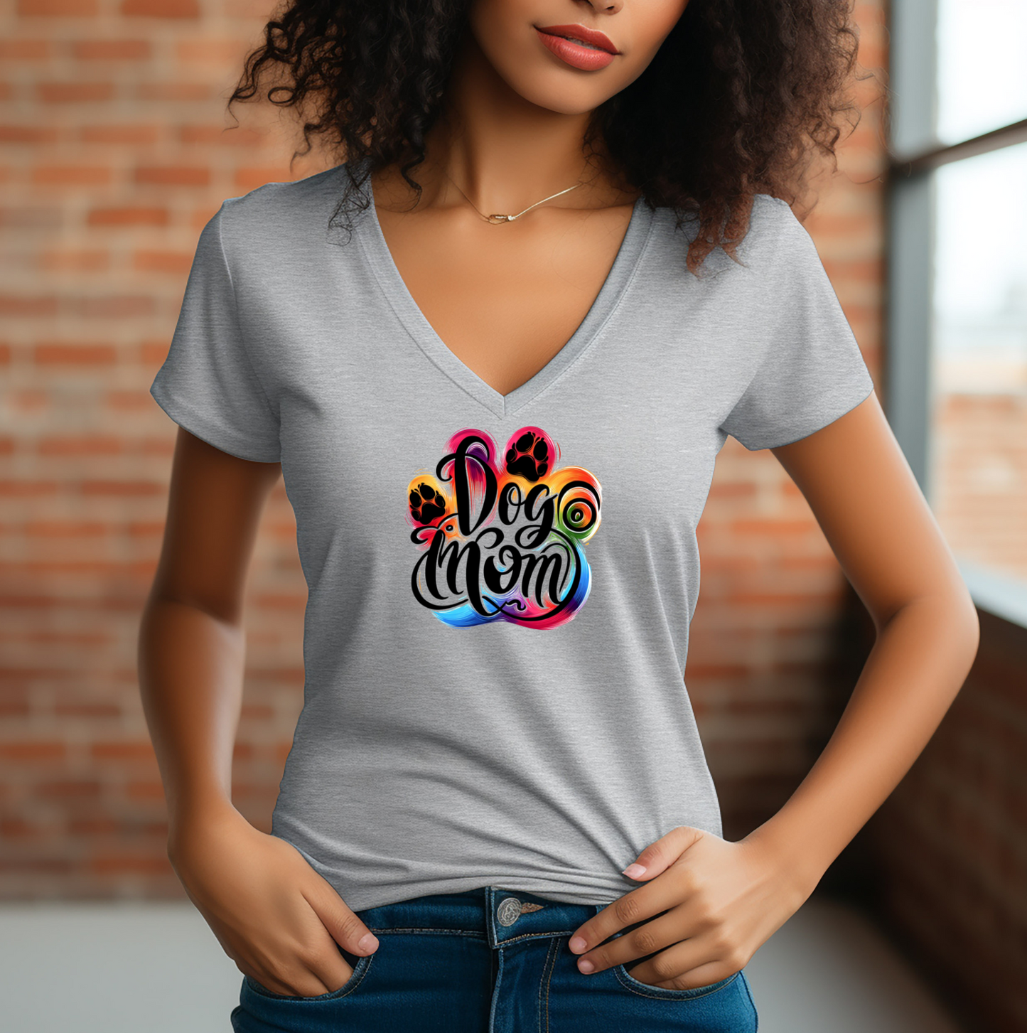 Colorful Dog Mom T-Shirt