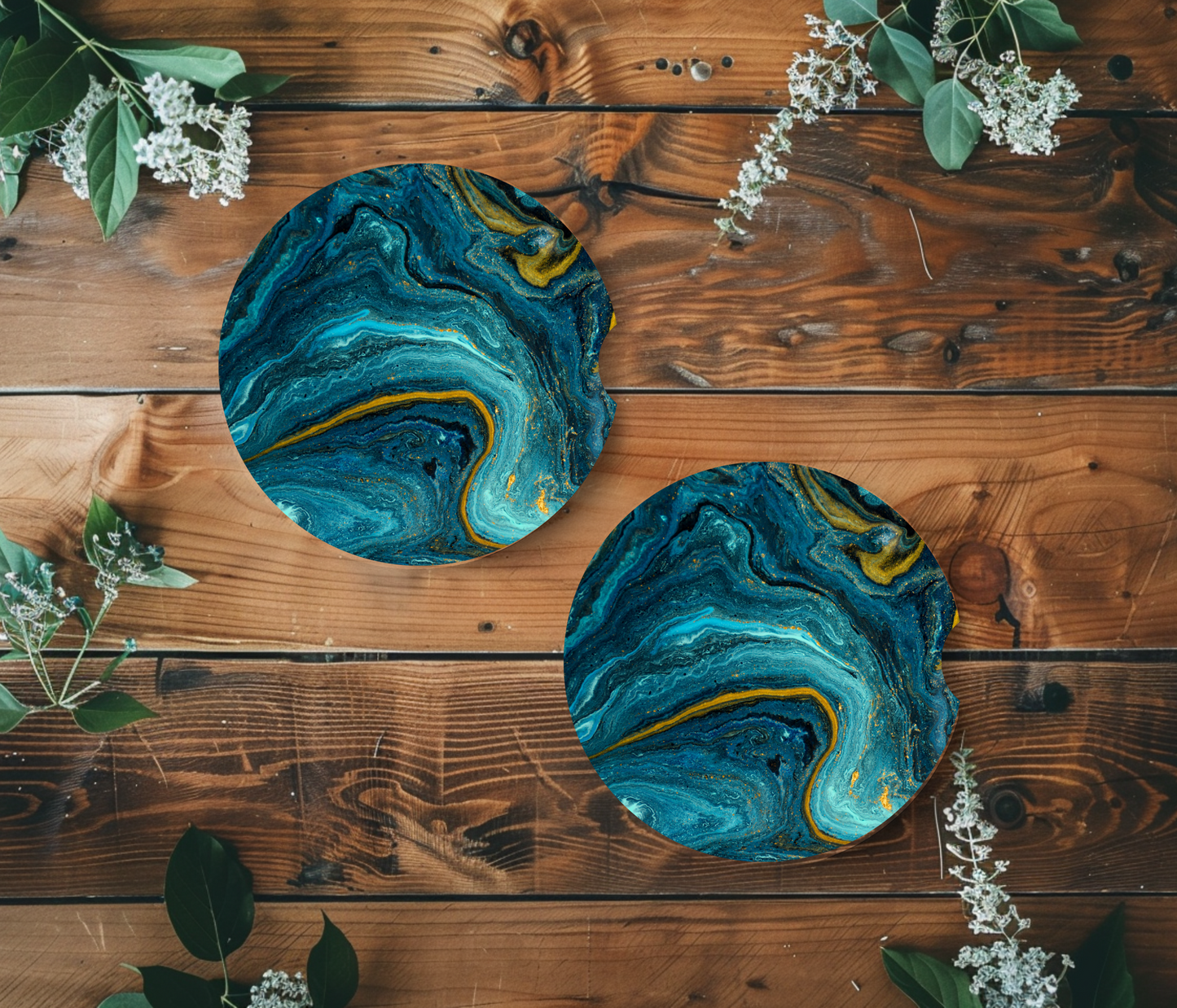 Blue Agate Car Coasters