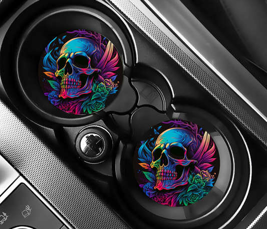 Rainbow of Skulls - Car Coasters