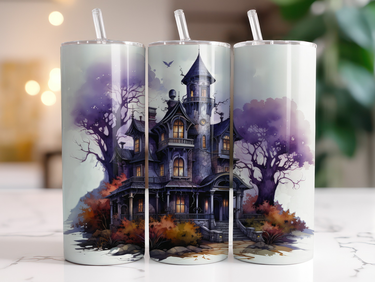 Haunted House 20 Oz Skinny Tumbler