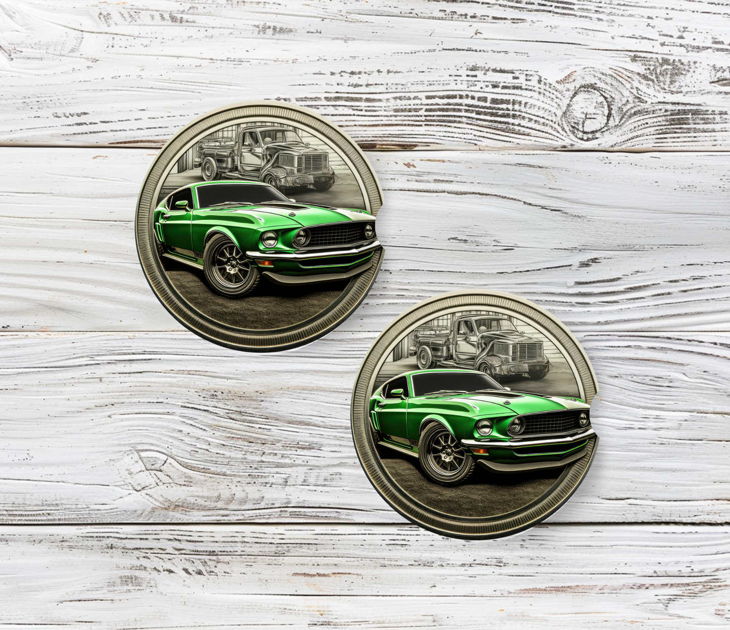 Green Classic Car - Car Coaster