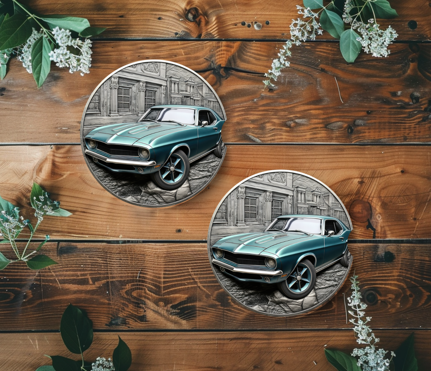 Blue Classic Car - Car Coaster