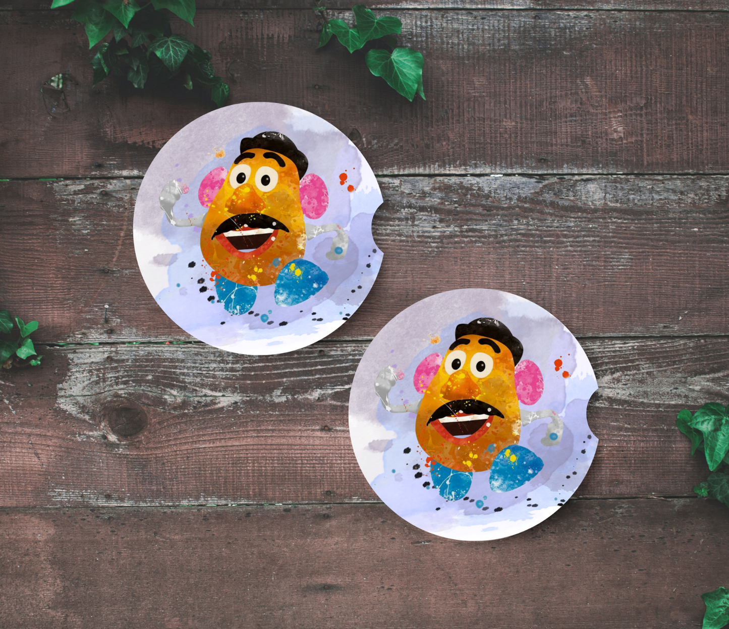 Watercolor Potato Head - Car Coaster