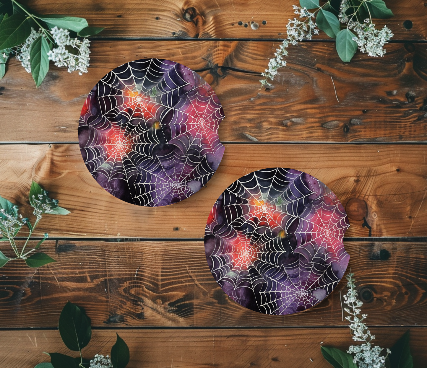 Colorful Spiderweb - Car Coasters