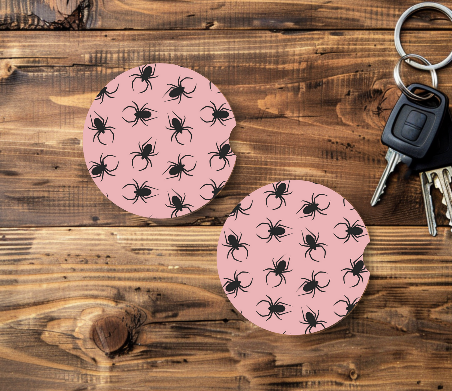 Pink Spiders - Car Coasters