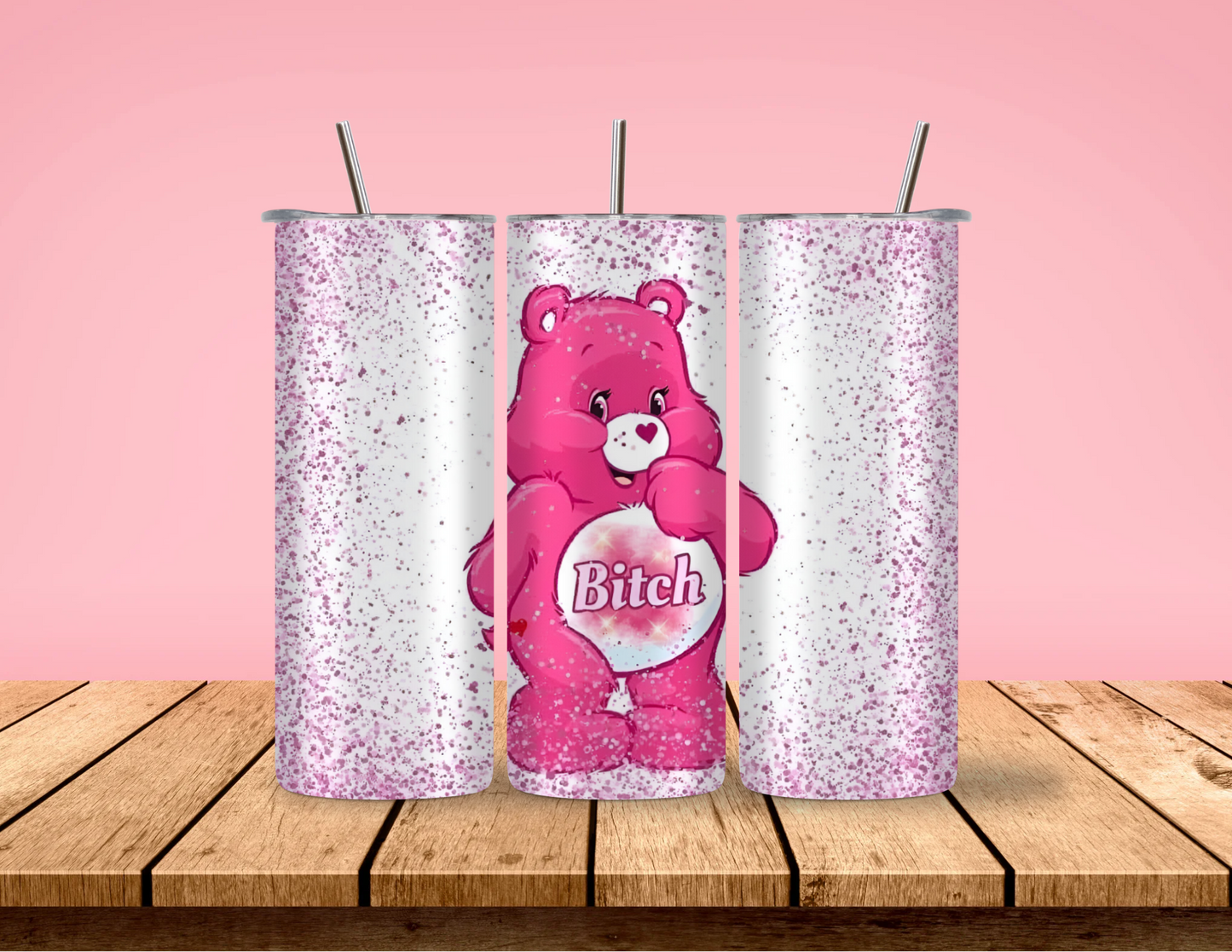 Funny Adult Pink Care Bear 20oz Tumbler