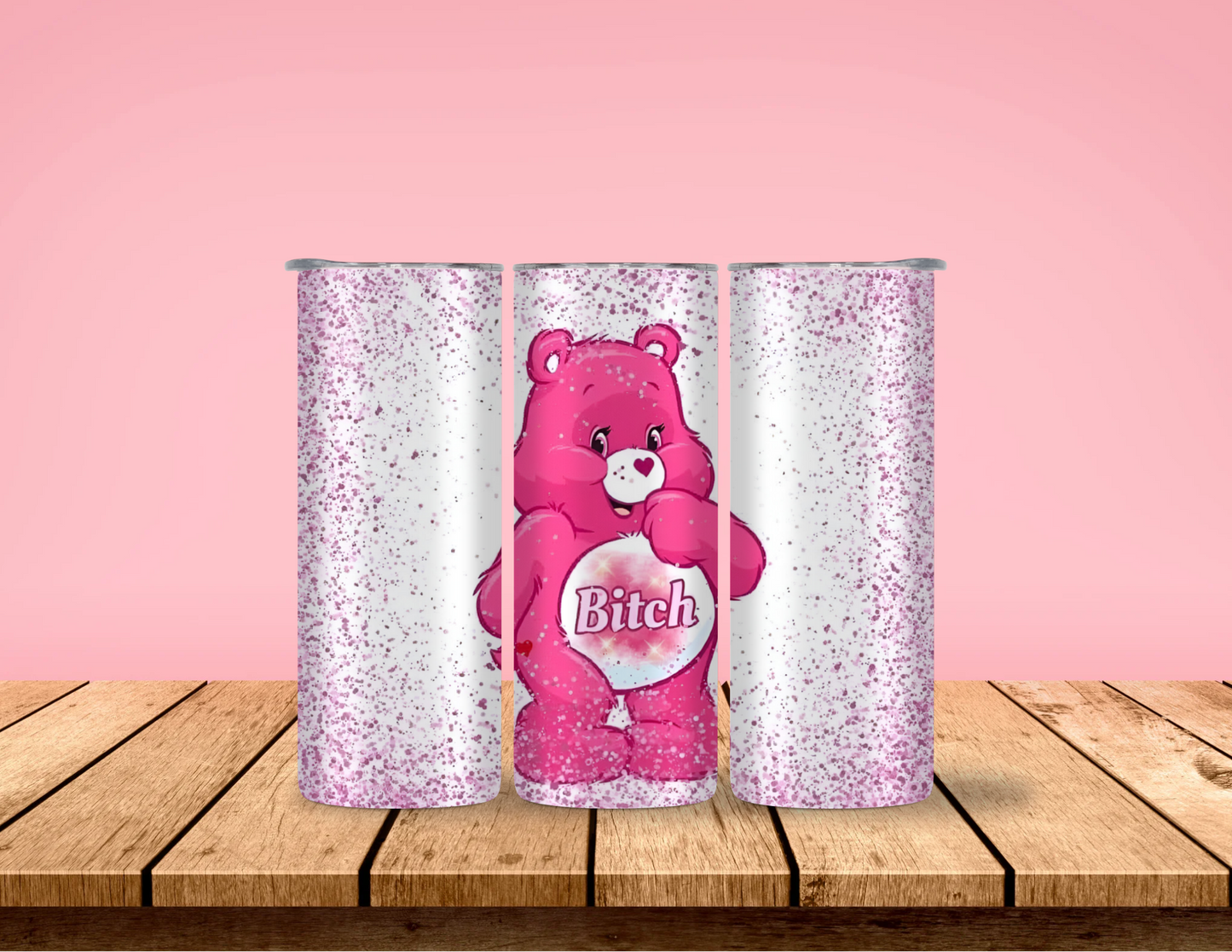 Funny Adult Pink Care Bear 20oz Tumbler