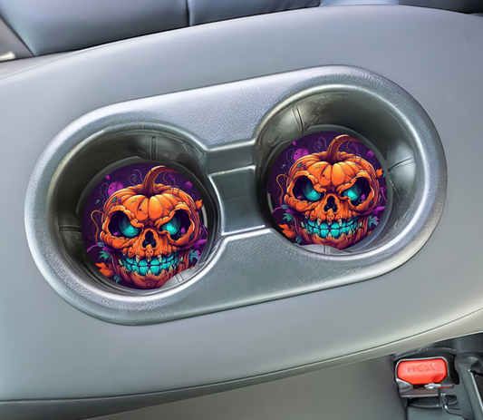 Scary Pumpkin Car Coasters