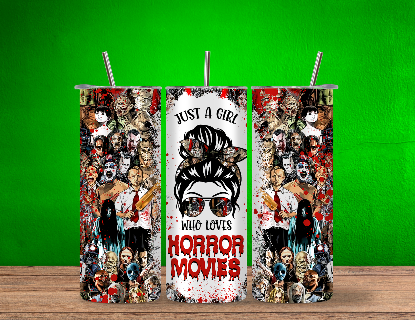 Horror Movies Girl 20 oz Skinny Tumbler