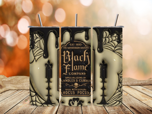 Black Flame Candle 20 oz Skinny Tumbler