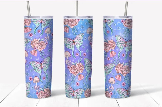 Butterfly and Roses 20 oz Skinny Tumbler