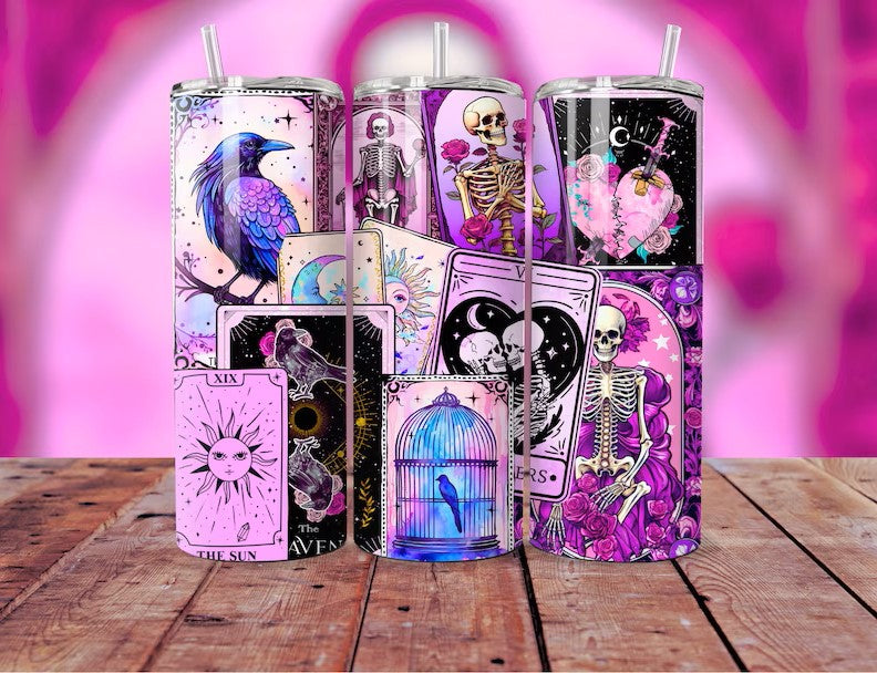 Pink & Purple Tarot Cards 20 oz Skinny Tumbler