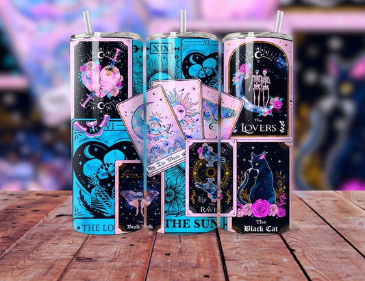 Blue & Pink Tarot Cards 20 oz Skinny Tumbler