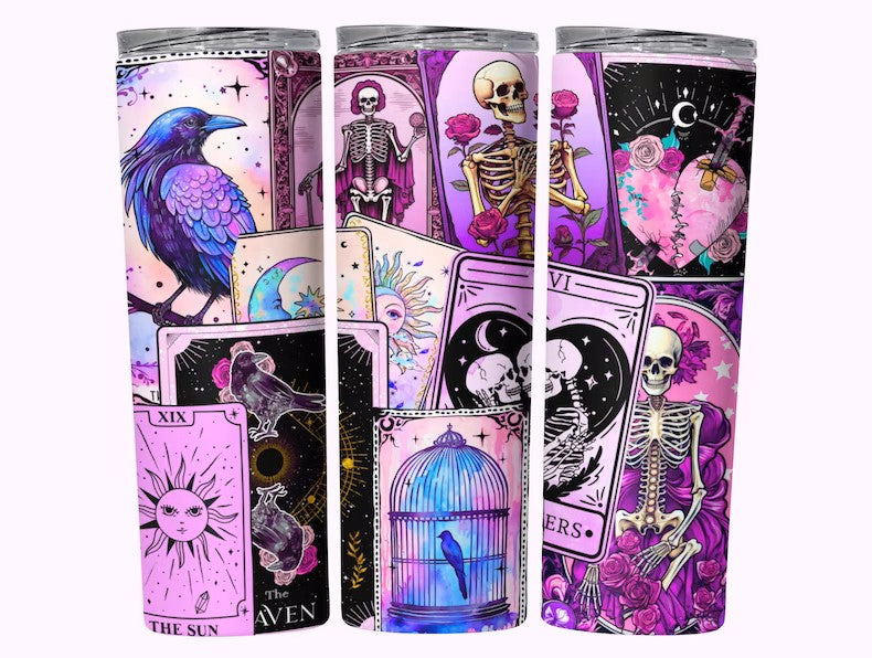 Pink & Purple Tarot Cards 20 oz Skinny Tumbler