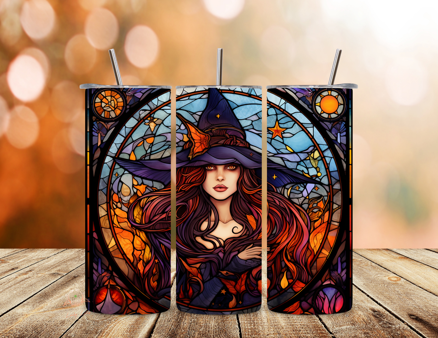 Stained Glass Witch 20 oz Skinny Tumbler