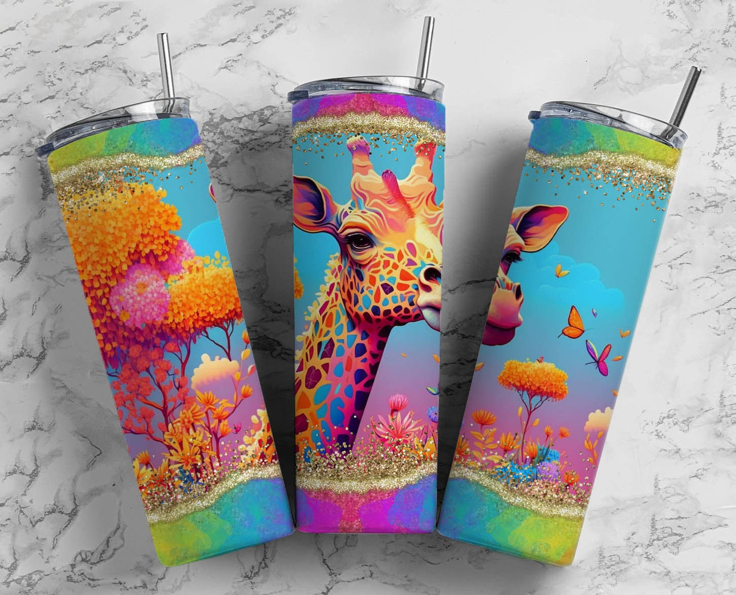 Colorful Giraffe 20oz Skinny Tumbler