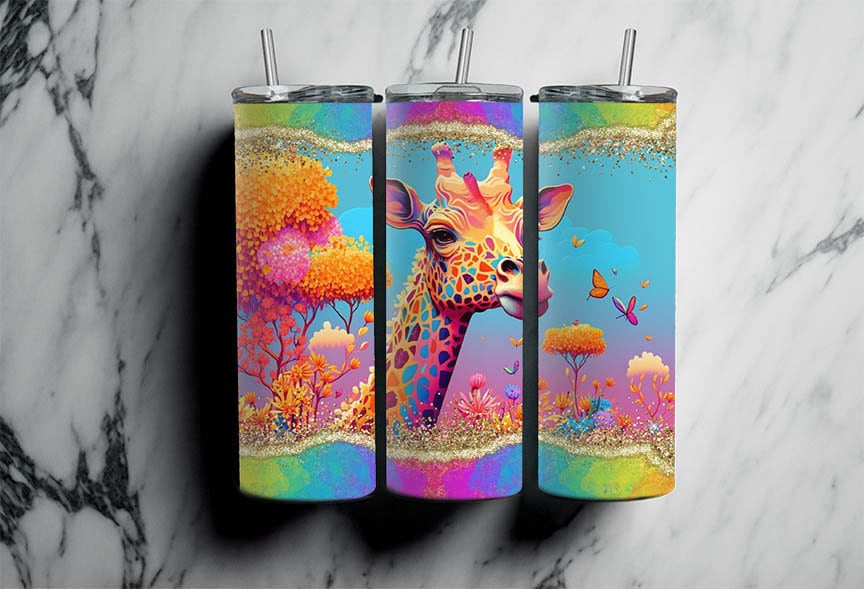 Colorful Giraffe 20oz Skinny Tumbler